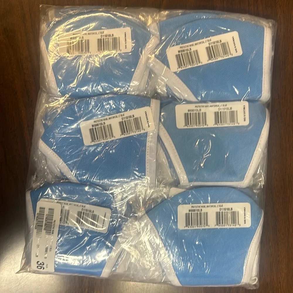 Protective Mask Blue and White Anatomical Pack of 36